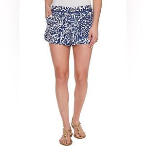 Lilly Pulitzer Women’s Blue White Cotton Adie Home Slice Shorts Size 0